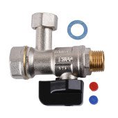 Кран кульовий котловий   1/2″  ARCO 150823 кутовий з накидною гайкою  with FILTER