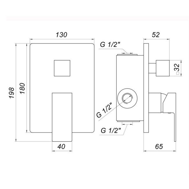 Змішувач для душу Globus Lux SMART GSM-305-00  вбудований на три споживача, без душ.набора, хром