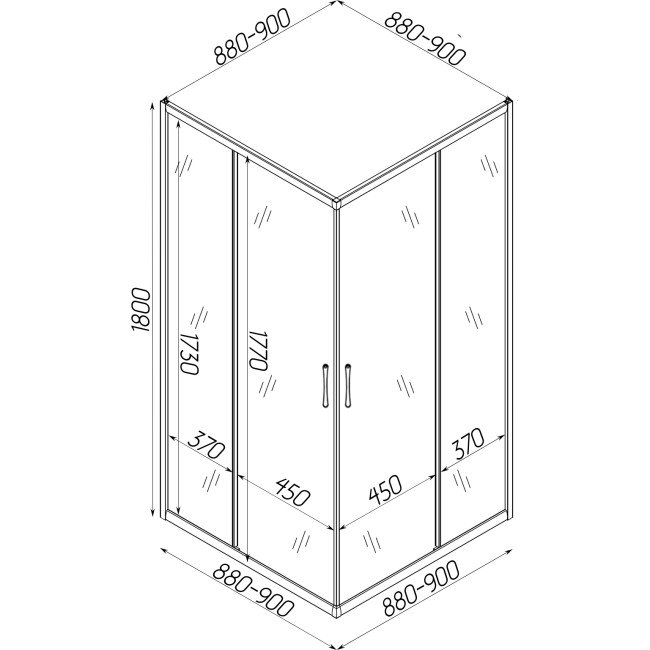 Душова кабіна квадратна без піддона ODRA N90TS.Line BRAVO (1уп.)