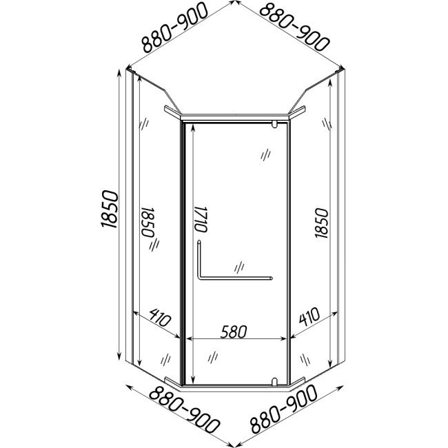 Душова кабіна пятикутна без піддона RABA N90GB BRAVO (1уп.) 2