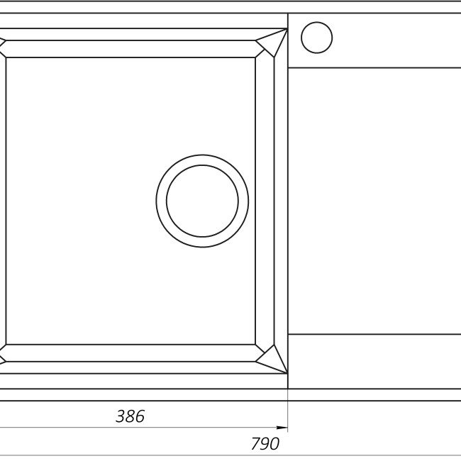 Гранітна мийка Mira KONIA бежевий 790 х 500 мм