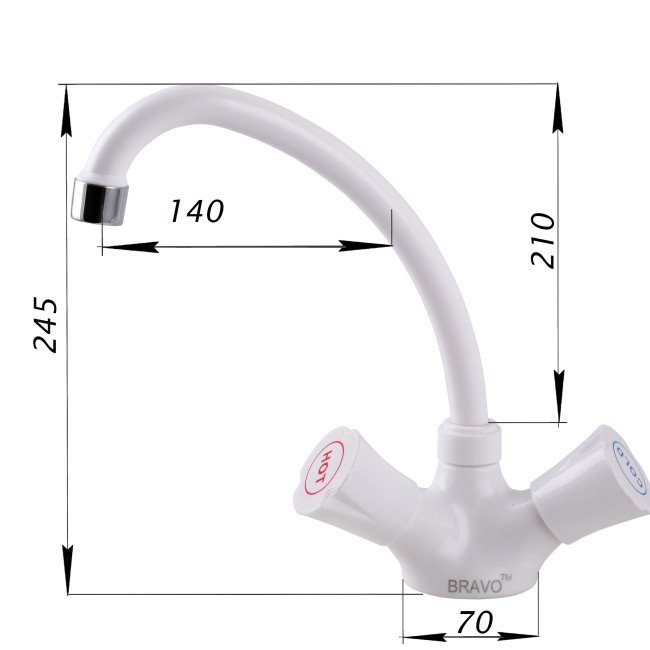Змішувач для кухні BRAVO B2-00-203 термостійкий ABS пластик Змішувач для кухні BRAVO B2-00-203 термостійкий ABS пластик