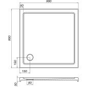 Душовий піддон квадратний BOBR SS90I BRAVO (1уп.)