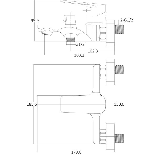 Змішувач для ванної Globus Lux BONN GLB-0102N Змішувач для ванної Globus Lux BONN GLB-0102N