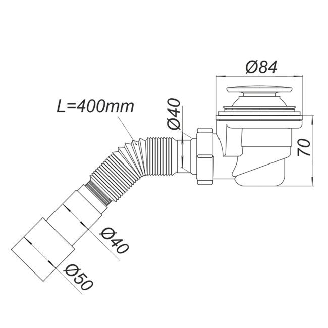 Сифон  для душового піддону″Душ″ Д0230  SOLOPLAST 2