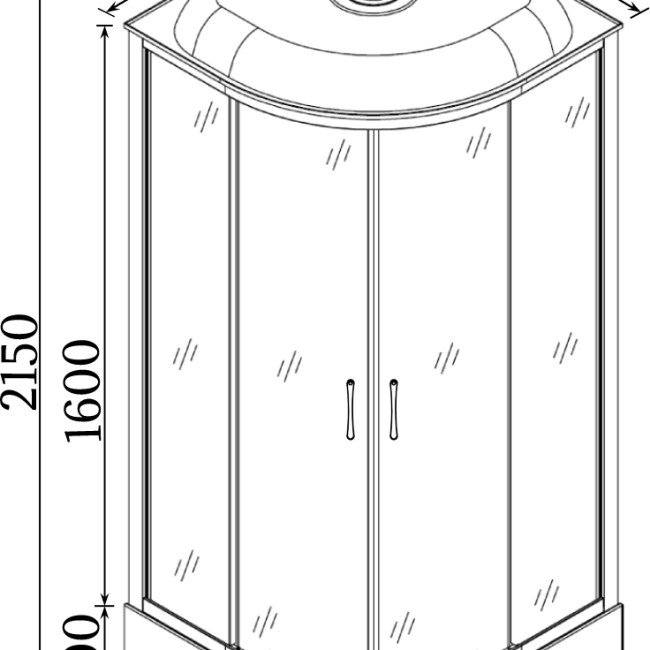 Душовий бокс півкруглий BZURA H90GBB BRAVO (4уп.)