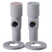 Набір кранів кутових кераміка SOLOMON EXCLUSIVE 1/2″X1/2″ 9889 WW  (White/White) (комплект2шт.)