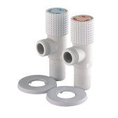 Набір кранів кутових кераміка SOLOMON EXCLUSIVE 1/2″X1/2″ 9889 WW  (White/White) (комплект2шт.)