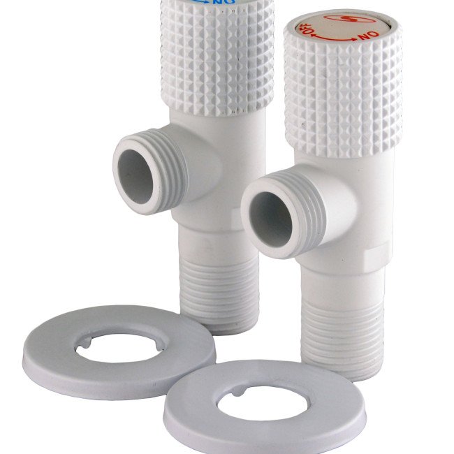 Набір кранів кутових кераміка SOLOMON EXCLUSIVE 1/2″X1/2″ 9889 WW  (White/White) (комплект2шт.)