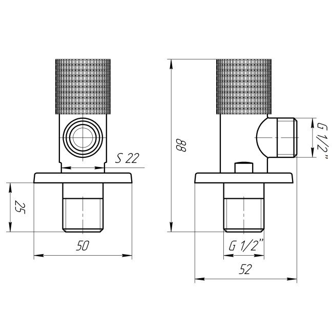 Набір кранів кутових кераміка SOLOMON EXCLUSIVE 1/2″X1/2″ 9889 WW  (White/White) (комплект2шт.)