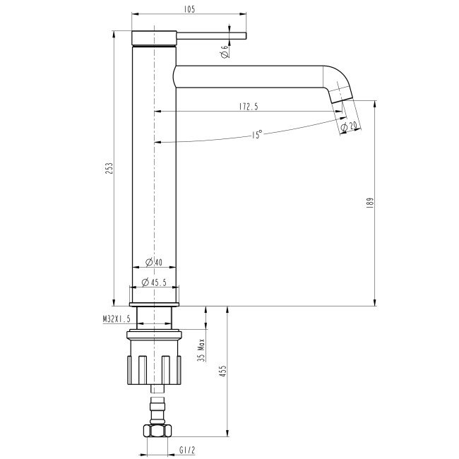 Змішувач для умивальника TOPAZ LOFT TLF 32203-H75-C