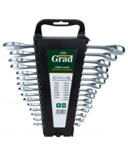 Ключи рожково-накидные 15шт (6-19, 22мм) CrV GRAD (6010965)