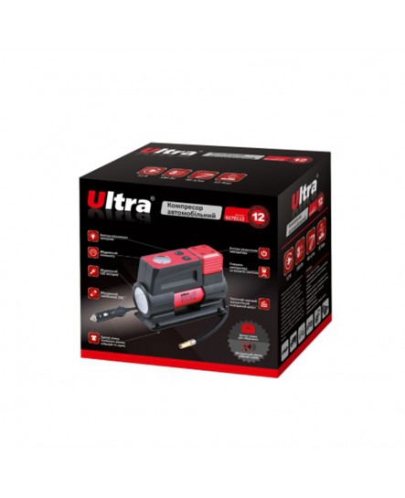 Автомобильный компрессор 12В 180Вт 12А 40л/мин 10бар с фонариком сумка ULTRA (6170112)