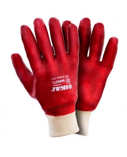 Перчатки трикотажные с ПВХ покрытием (красный манжет) 120 пар SIGMA (9444371)