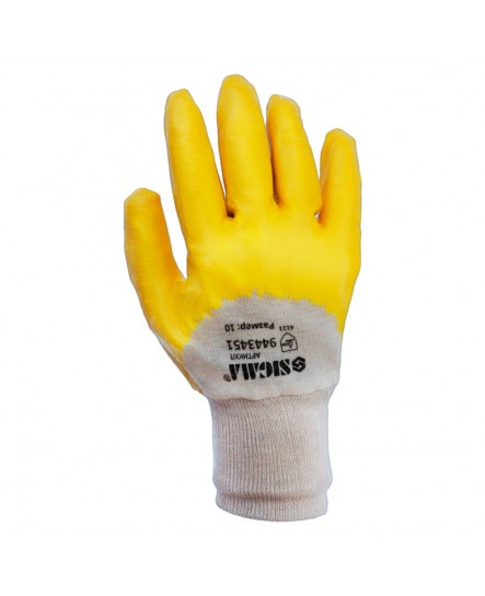 Перчатки трикотажные с нитриловым покрытием (желтые) 120 пар SIGMA (9443451)