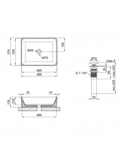 Раковина-чаша Qtap Tern 475х370х140 White з донним клапаном QT17112074W