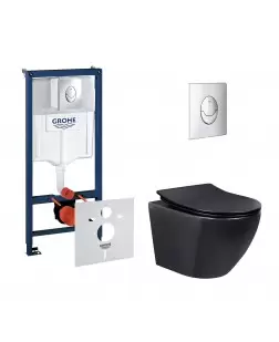 Набір інсталяція 4 в 1 Grohe Rapid SL 38721001 + унітаз з сидінням Qtap Robin QT1333046ERMB