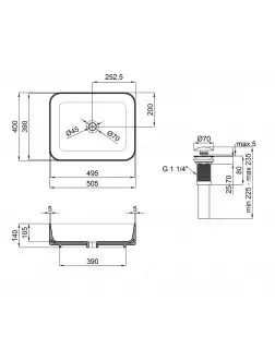 Раковина-чаша Qtap Tern 500x390x140 Matt black з донним клапаном QT172195MBMB