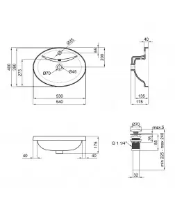 Раковина Qtap Stork 546х406х180 White з донним клапаном QT1511L737W