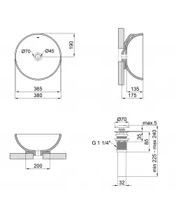 Раковина-чаша Qtap Robin 383х383х175 White з донним клапаном QT1311L408W