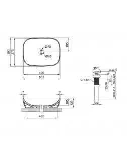 Раковина-чаша Qtap Cardinal 500х380х140 White з донним клапаном QT04117050TW