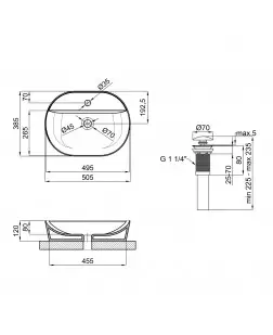 Раковина-чаша Qtap Scorpio 505х385х120 Matt black з донним клапаном QT142202MBMB