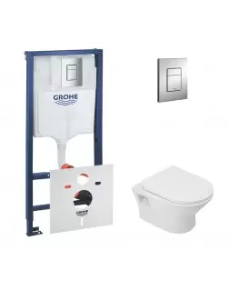 Набір інсталляція 4 в 1 Grohe Rapid SL 38772001 + унітаз з сидінням Qtap Lark QT0331159W