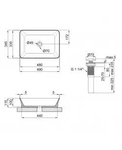 Раковина-чаша Qtap Virgo 490х350х110 Matt black з донним клапаном QT18112261MBMB