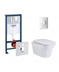 Набір інсталяція 4 в 1 Grohe Rapid SL 38721001 + унітаз з сидінням Qtap Gemini QT25332614EW