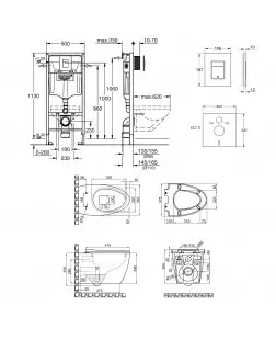 Набір інсталяція 4 в 1 Grohe Rapid SL 38772001 + унітаз з сидінням Qtap Leo QT11331002ERW