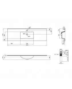 Раковина Qtap Albatross E 1500х460х180 White з донним клапаном QT01119150EW