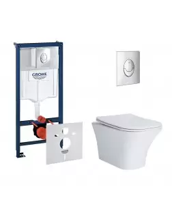 Набір інсталяція 4 в 1 Grohe Rapid SL 38721001 + унітаз з сидінням Qtap Presto QT24332615EW