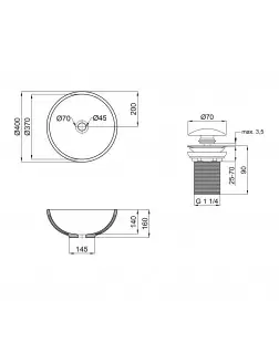 Раковина-чаша Qtap Owl 400х400х155 White з донним клапаном QT1911K53W