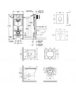 Набір інсталяція 4 в 1 Grohe Rapid SL 38721001 + унітаз з сидінням Qtap Cardinal QT0433C660HW