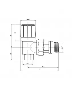 Кран радіаторний Icma 3/4" з антипротіканням кутовий №951