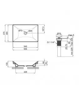 Раковина Qtap Crow 558х372х145 White з донним клапаном QT0511L739W