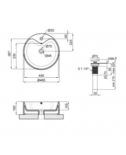 Раковина-чаша Qtap Scorpio 460х460х155 White з донним клапаном QT14117046LW