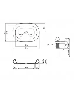 Раковина-чаша Qtap Robin 635x420x105 White з донним клапаном QT13113075W