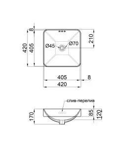 Раковина Qtap Jay 420х420х155 White з донним клапаном QT0711K424W