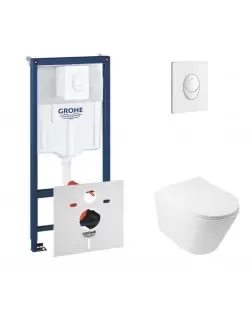 Набір інсталяція 4 в 1 Grohe Rapid SL 38722001 + унітаз з сидінням Qtap Swan QT16335178W