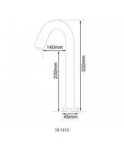 Кран сенсорний для умивальника HOTEC 19.131C-DC/AC (220V/6V),висота 330мм,з трансформатором,латунь Cold