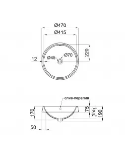 Раковина Qtap Jay 475х475х200 White з донним клапаном QT0711K305W