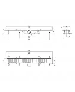 Трап Qtap Dry FA304-700 лінійний з сухим закривом та нержавіючою решіткою 700х73