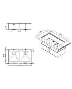 Кухонна мийка Apell Ferrara Zero FEQ3838USC Satin