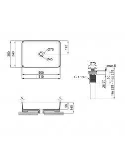 Раковина-чаша Qtap Tern 500х350х145 White з донним клапаном QT1711A055W