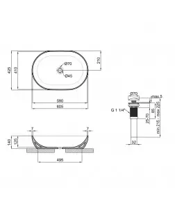 Раковина-чаша Qtap Cardinal 600х400х145 White з донним клапаном QT04117060IW