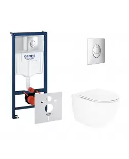 Набір інсталяція 4 в 1 Grohe Rapid SL 38721001 + унітаз з сидінням Qtap Robin QT13332141ERW