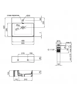 Раковина Qtap Nando C 500х420х125 White з донним клапаном QT12117050CW