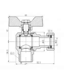 Кран кульовий з накидною гайкою SD Forte 3/4" ВЗ для води кутовий SF224W20