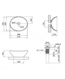 Раковина-чаша Qtap Dove 410х335х145 Matt black з донним клапаном QT063078MBMB